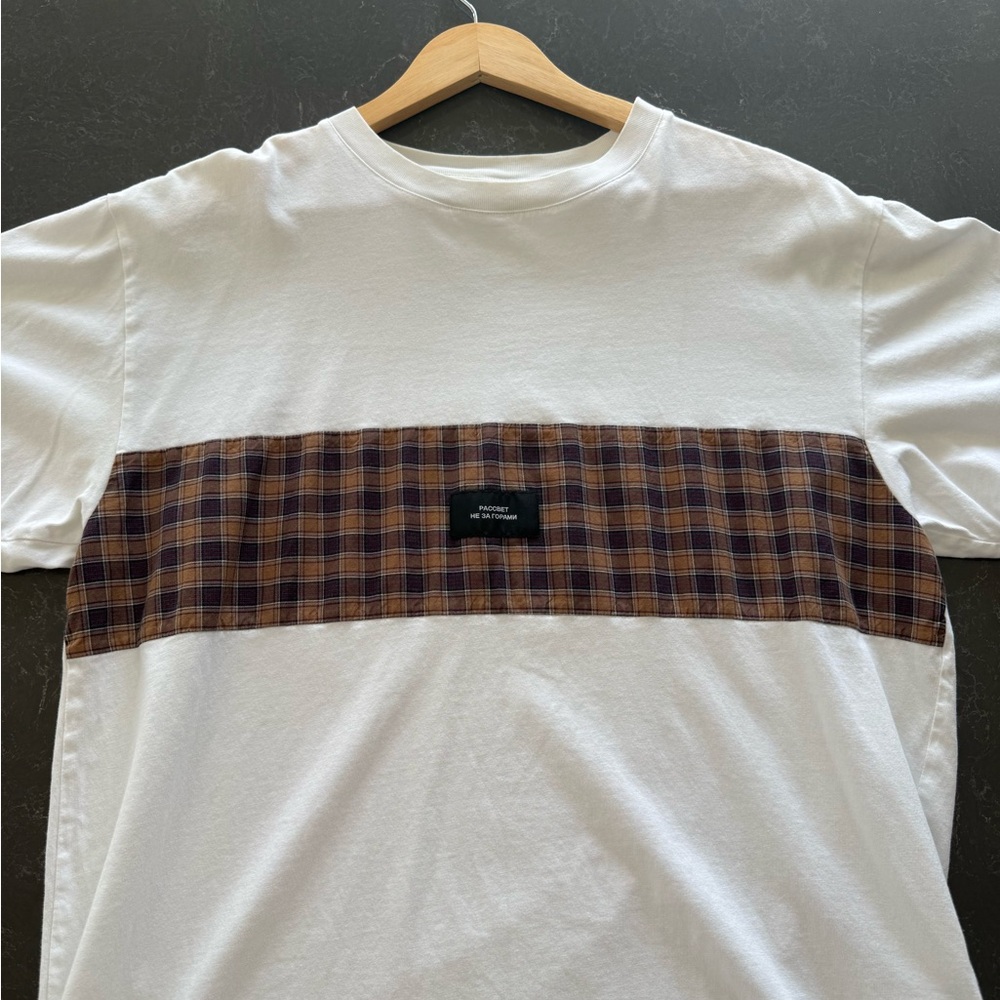 RASSVET White Check Panel T-Shirt